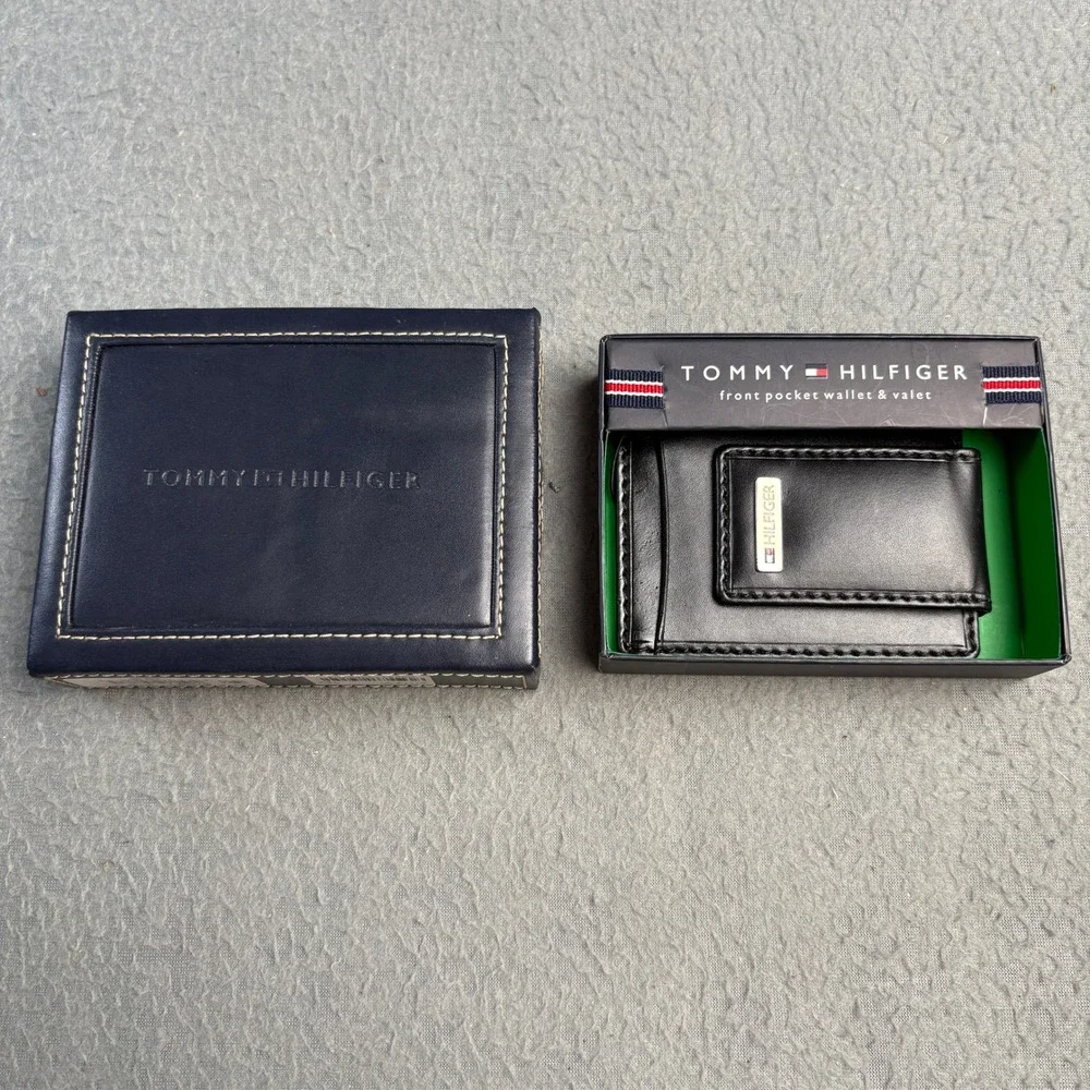 Tommy Hilfiger Mens Front Pocket Wallet & Valet Black Leather 31TL160001 CC FPW